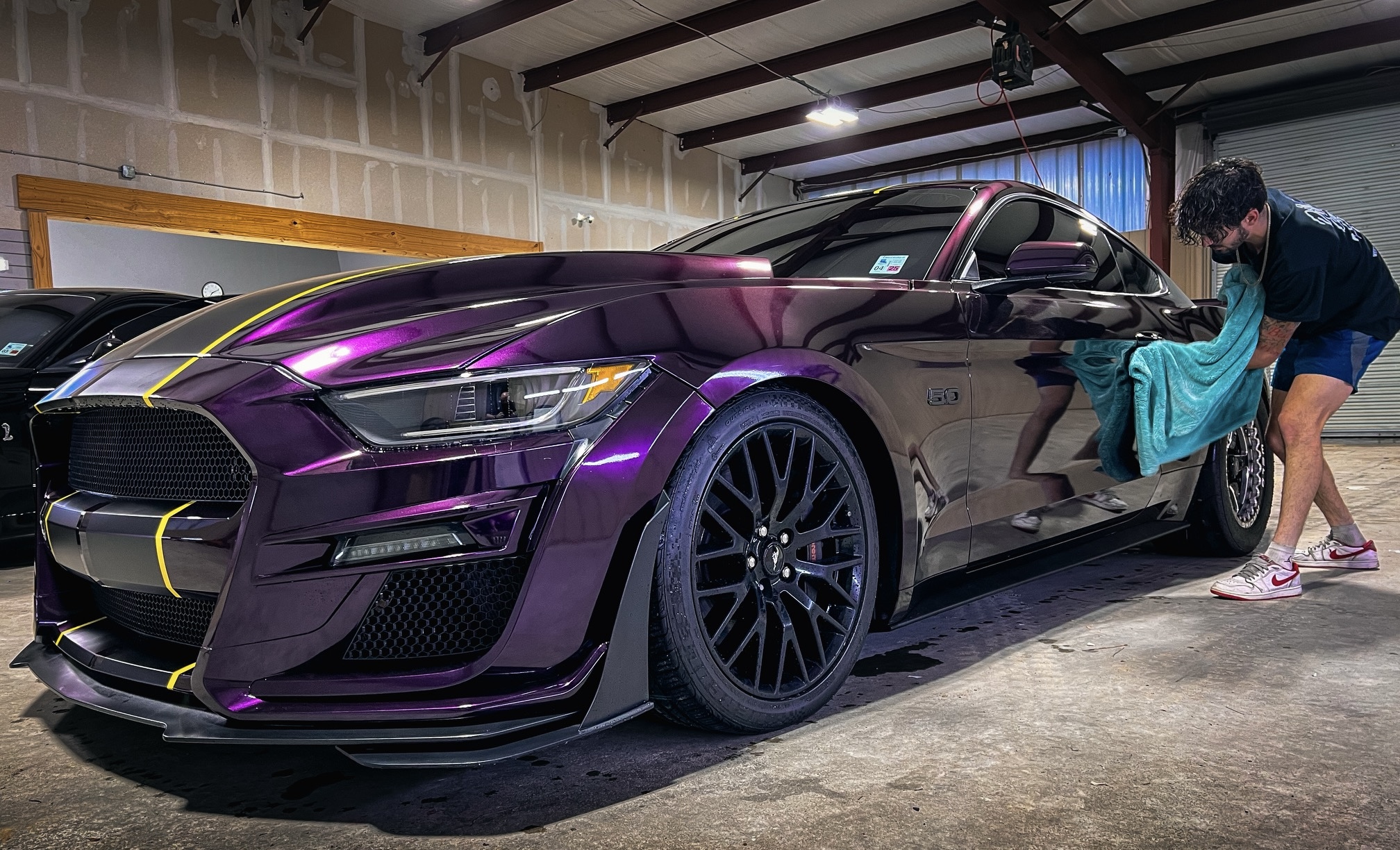 Professional detailing on purple Mustang GT500